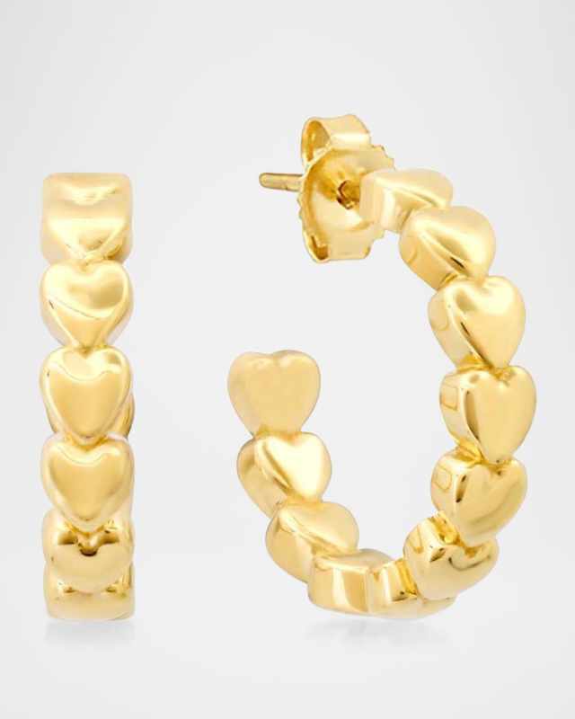 18K Yellow Gold Luxe Heart Hoop Earrings
